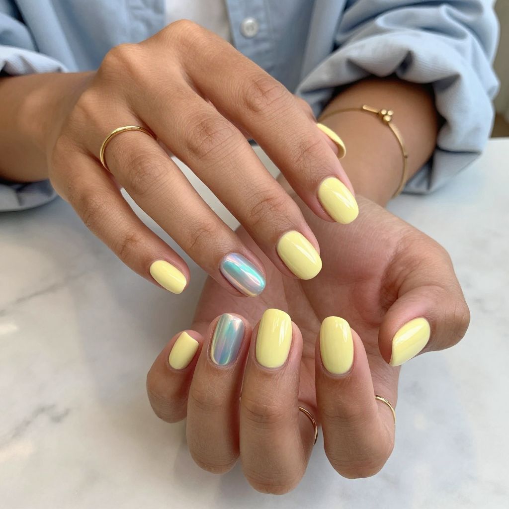 Pale Yellow with Holographic Accent