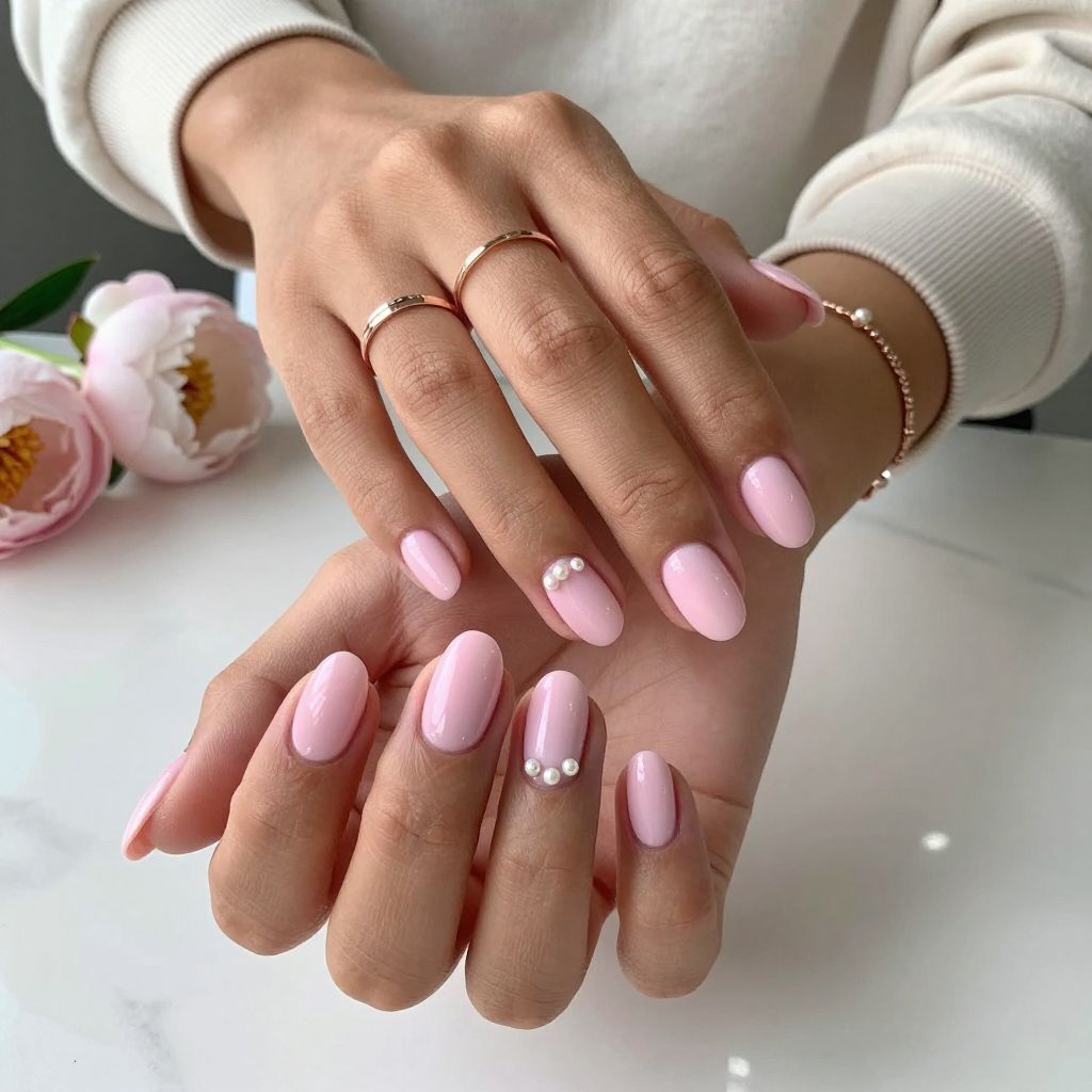 Powder Pink with Pearl Embellishments