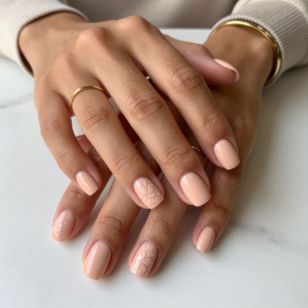 Soft Peach with Matte Floral Stencils