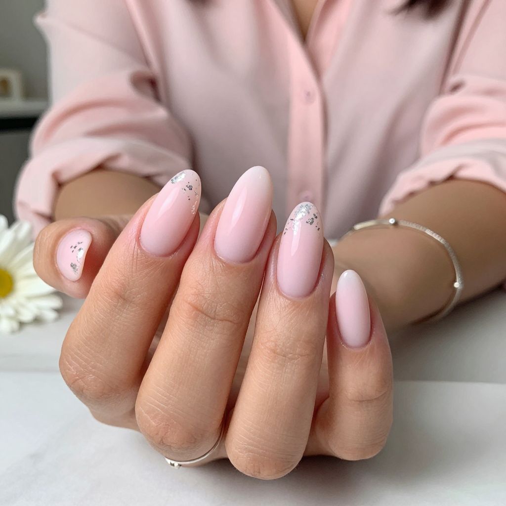 Baby Pink Gradient with Silver Foil
