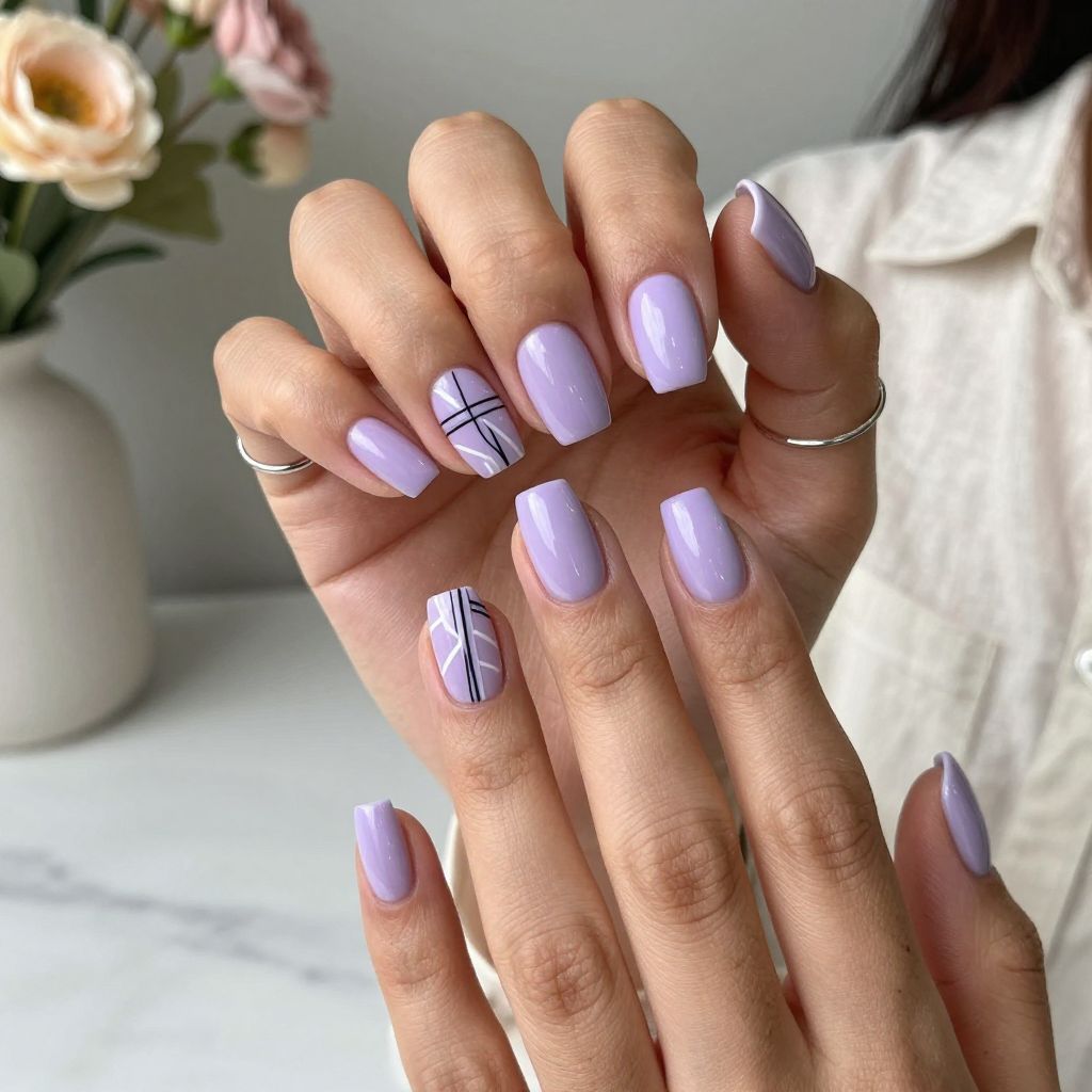 Lilac with Geometric Line Art