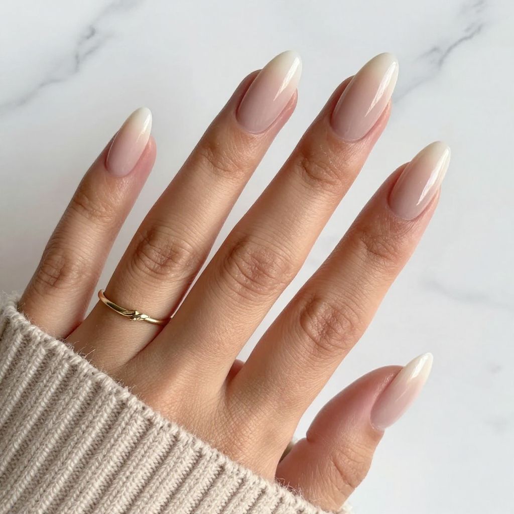 Glassy Sheer Ombre Nails