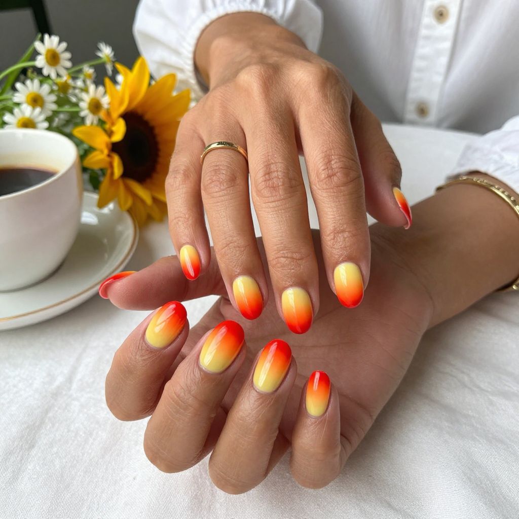 Sunset Stripes Delight Nails