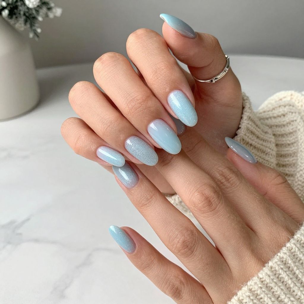 Winter Frost French Curve Nails