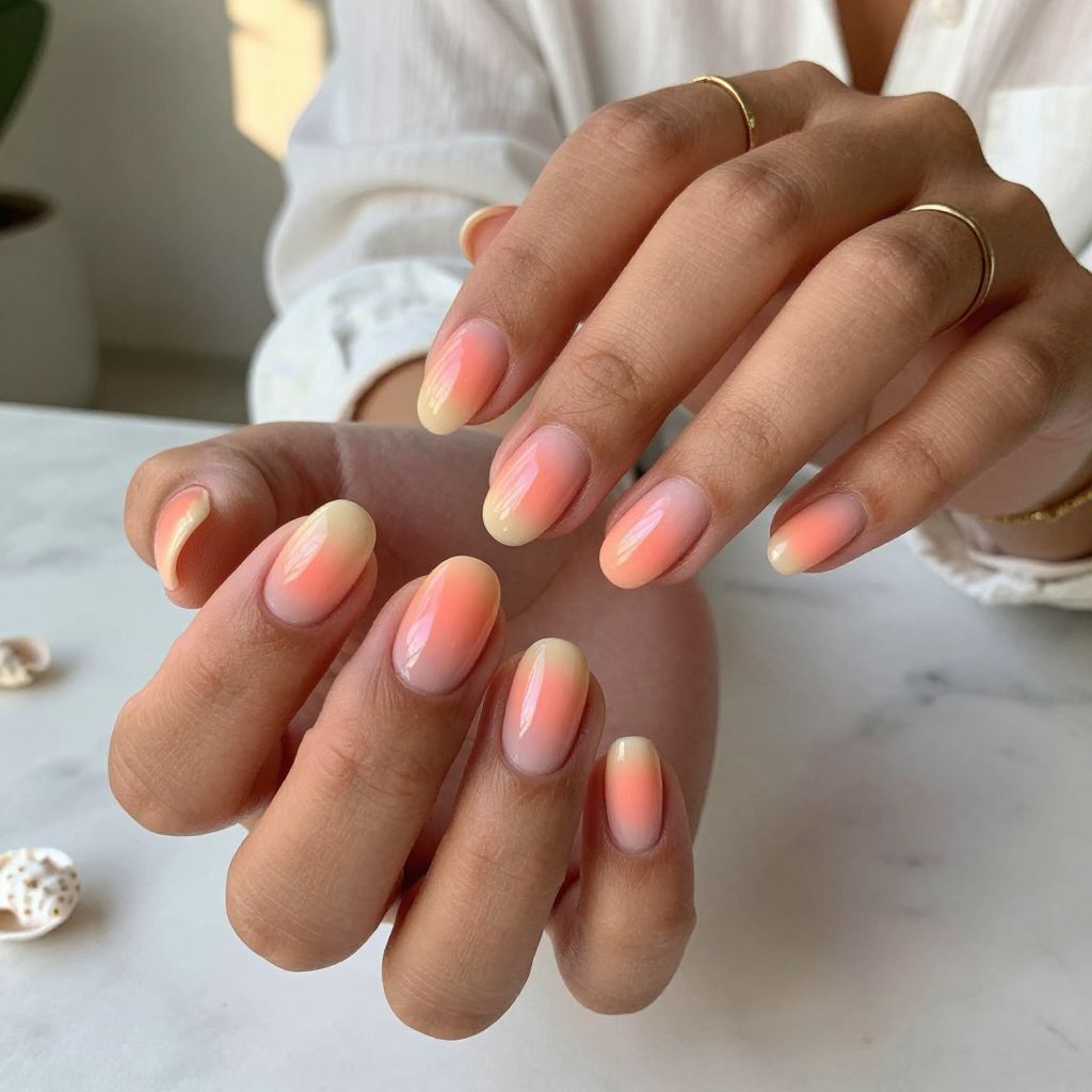 Coral Reef French Fade Nails