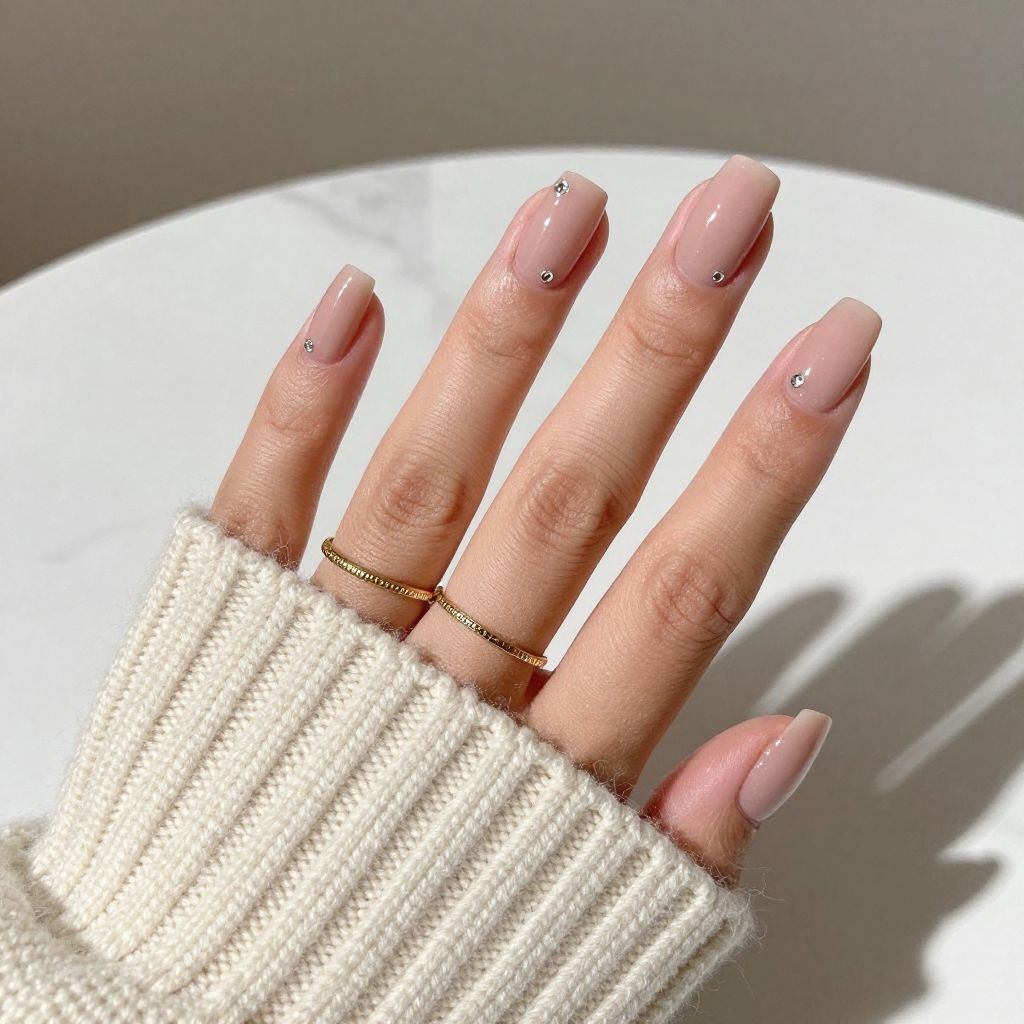 Rosy Nude with Tiny Gem Accents