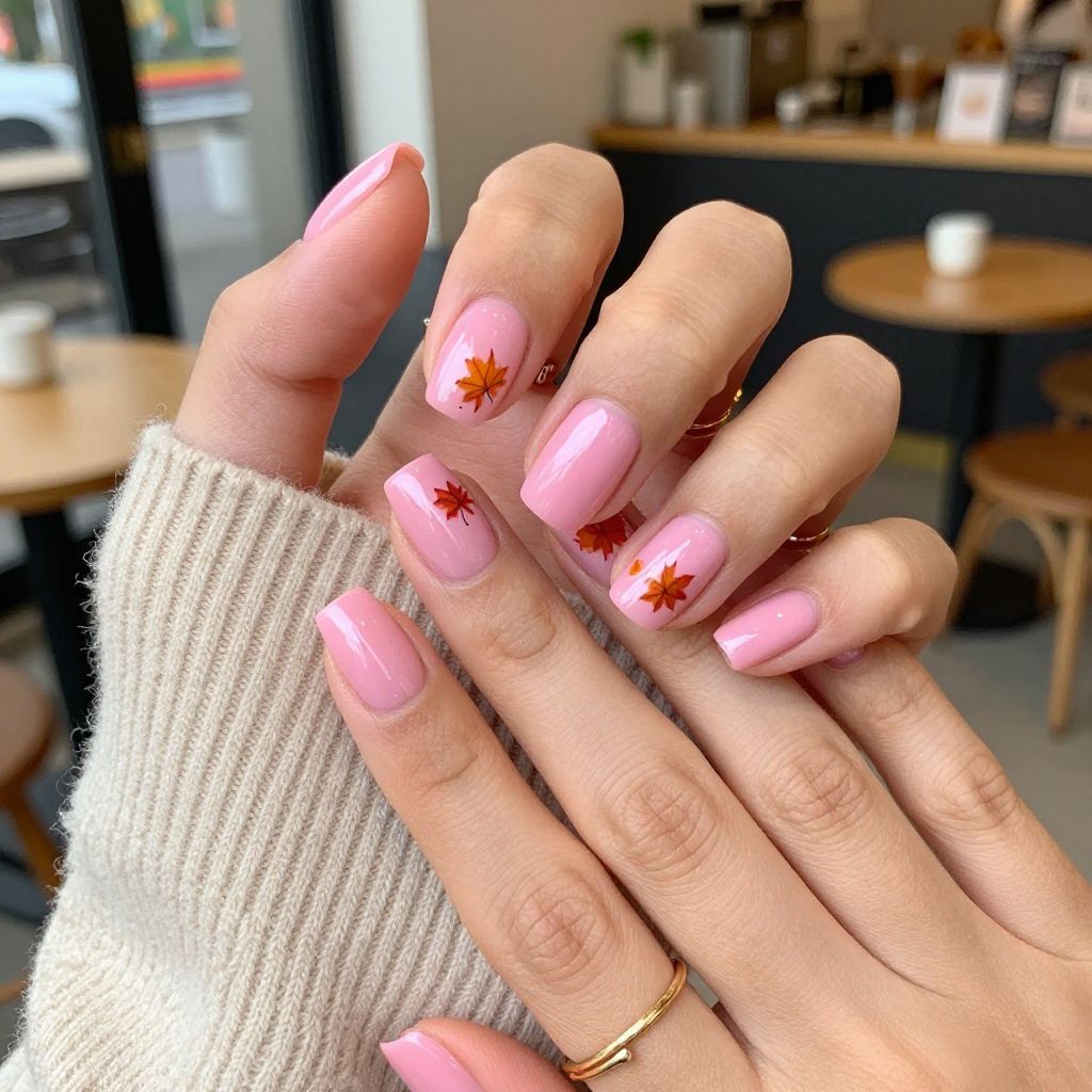 Bubblegum Pink with Autumn Leaf Stickers