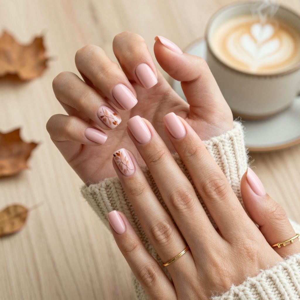 Blush Pink with Subtle Leaf Detailing