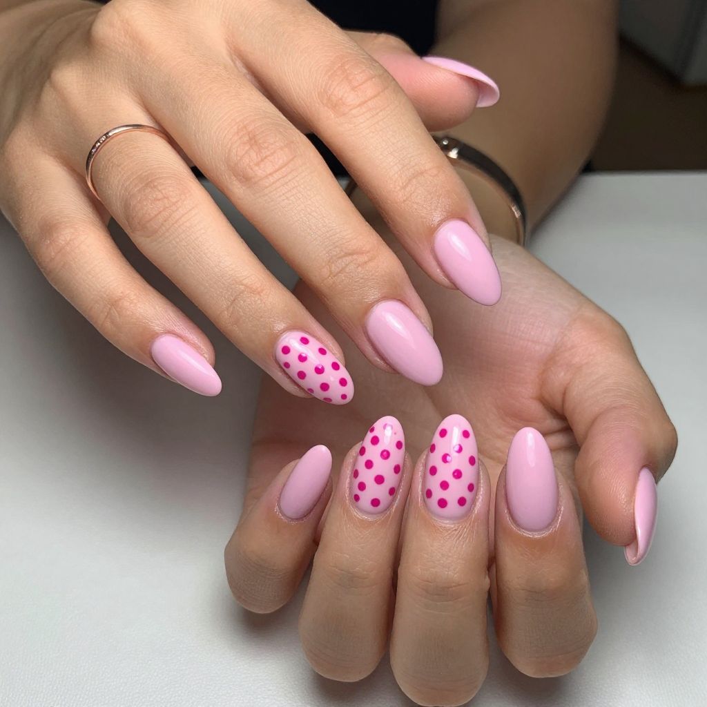 Matte Pink with Glossy Pink Dot Clusters