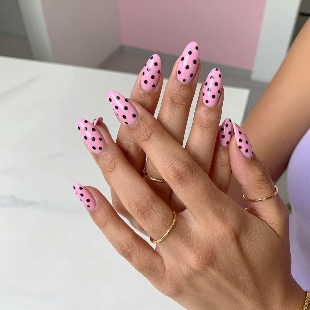 Bubblegum Pink with Black Polka Pop