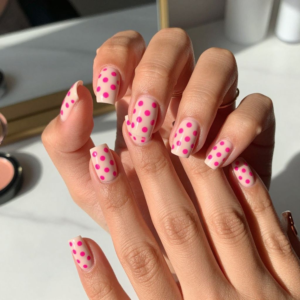 Nude Canvas with Pink Polka Precision