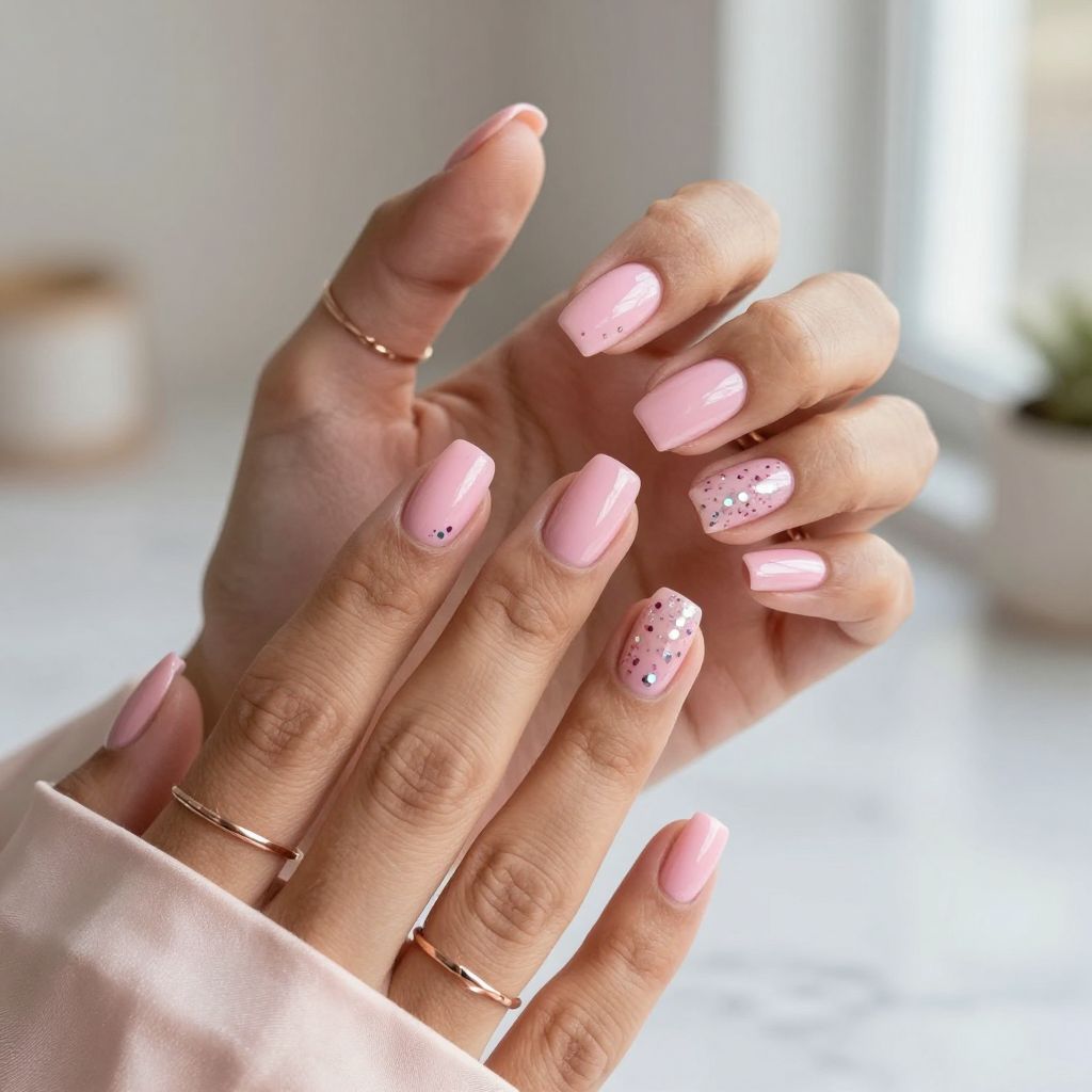 Pastel Pink with Iridescent Dot Accents