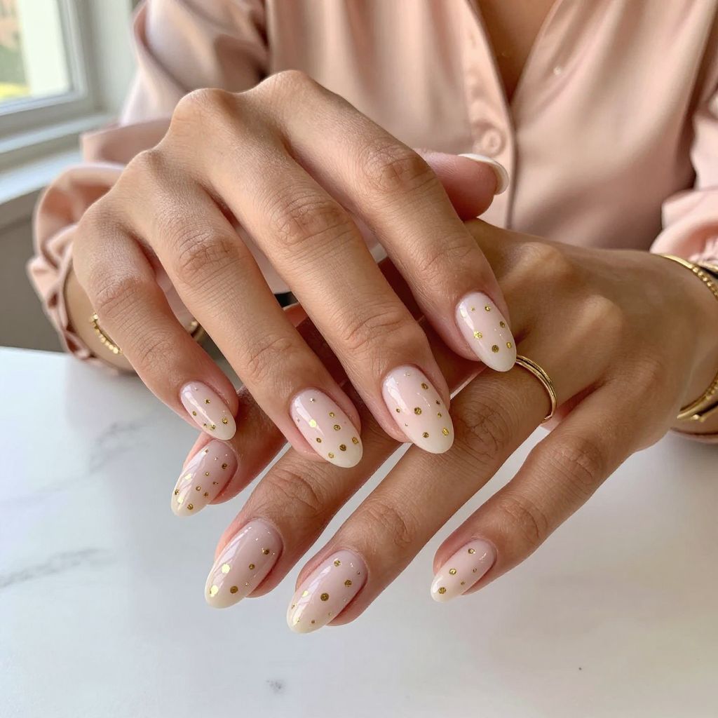 Creamy Blush with Gold-Dotted Accents