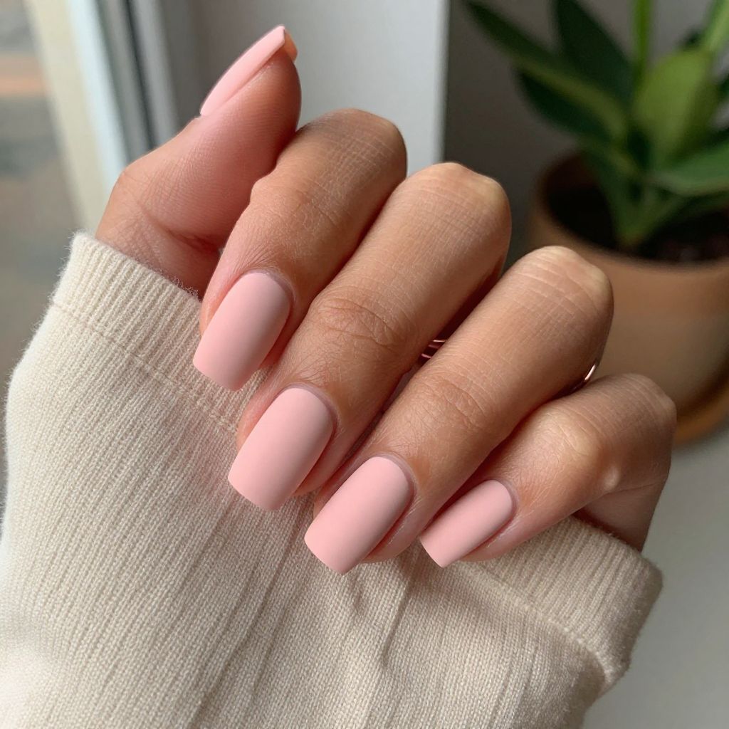 Pale Peachy Pink Matte with Negative Space Cutouts