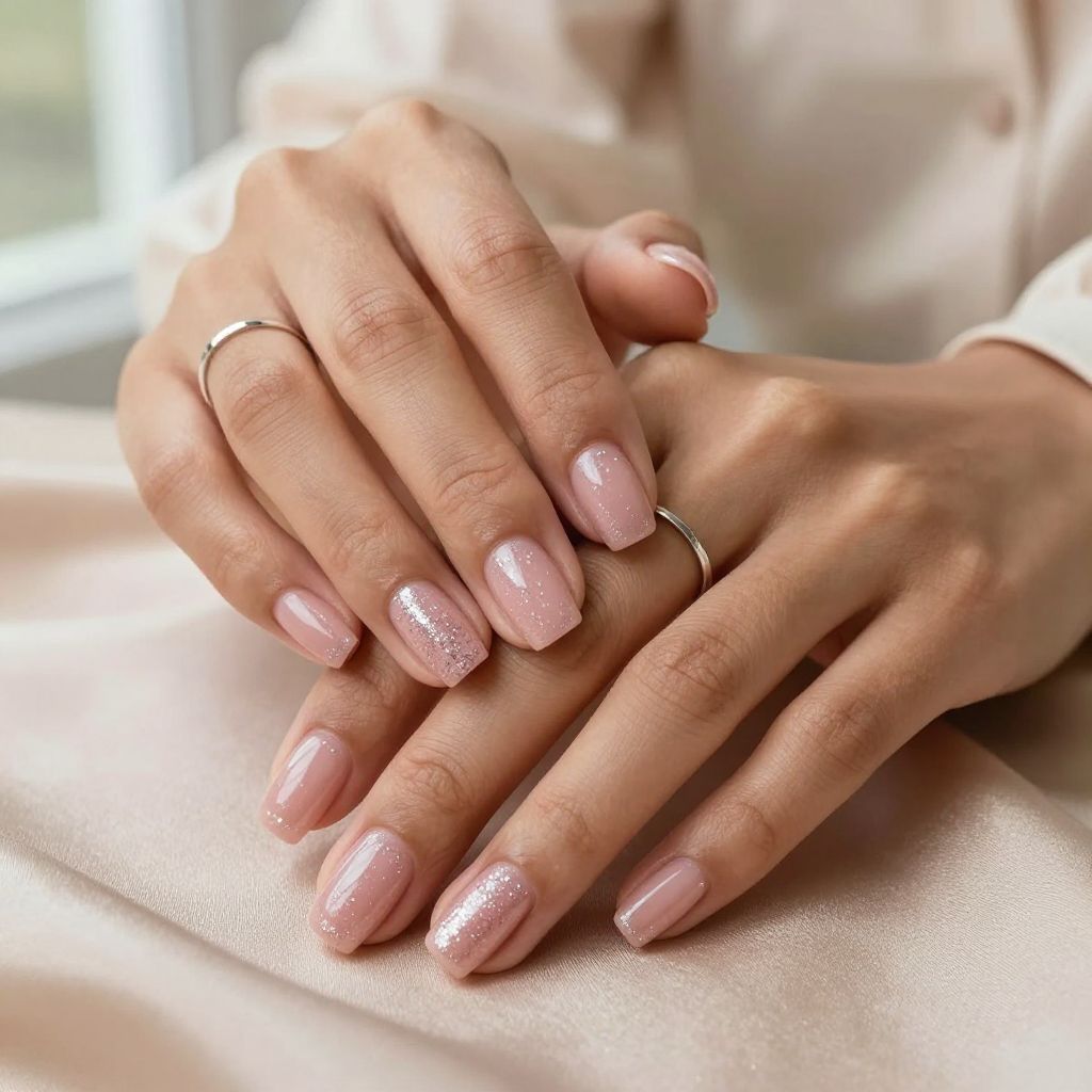 Rose Quartz Pink with Tiny Embedded Silver Glitter