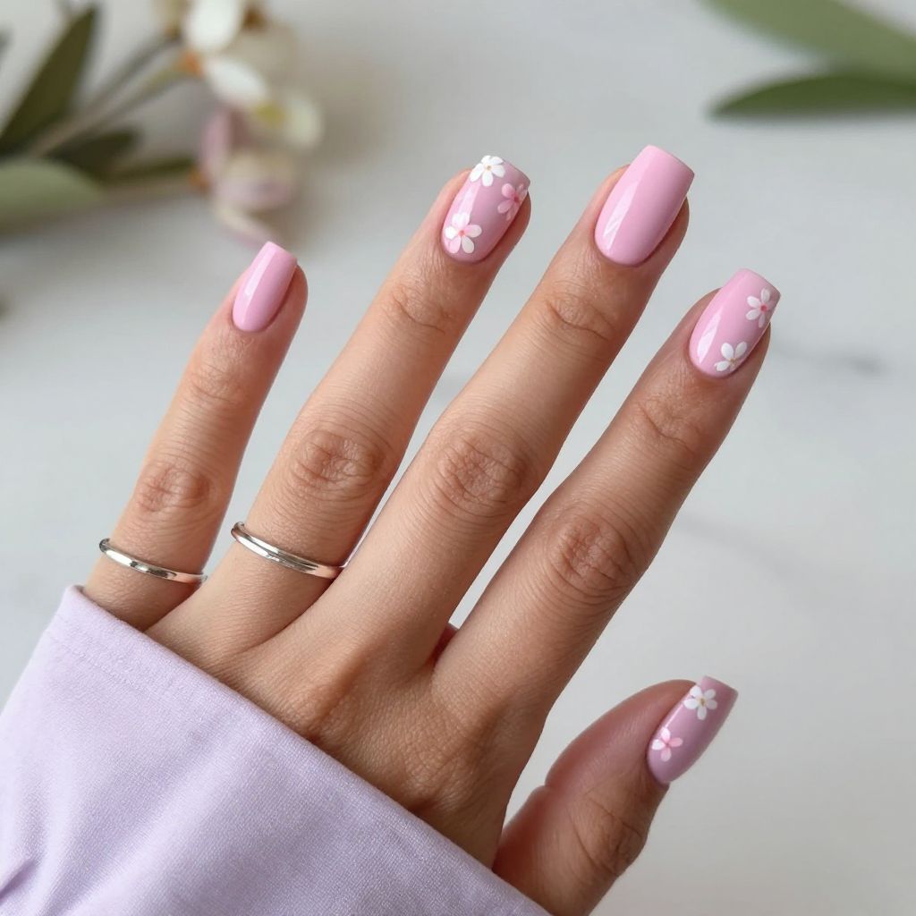 Lavender-Infused Pink with Mini Floral Decals