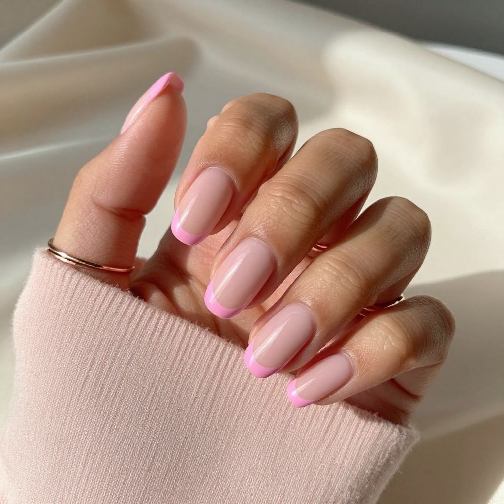 Soft Pink Satin French Tips