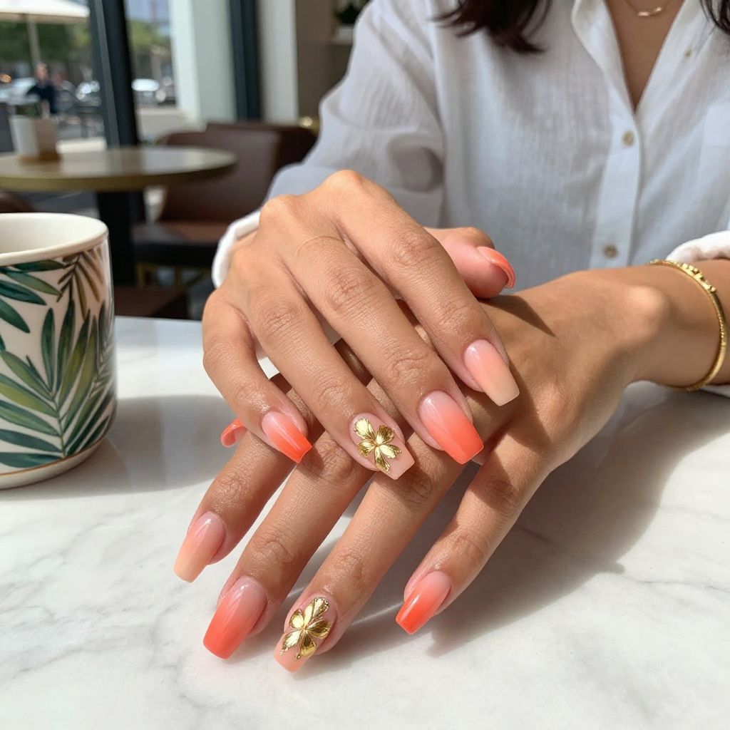 Tropical Ombre with Golden Plumerias