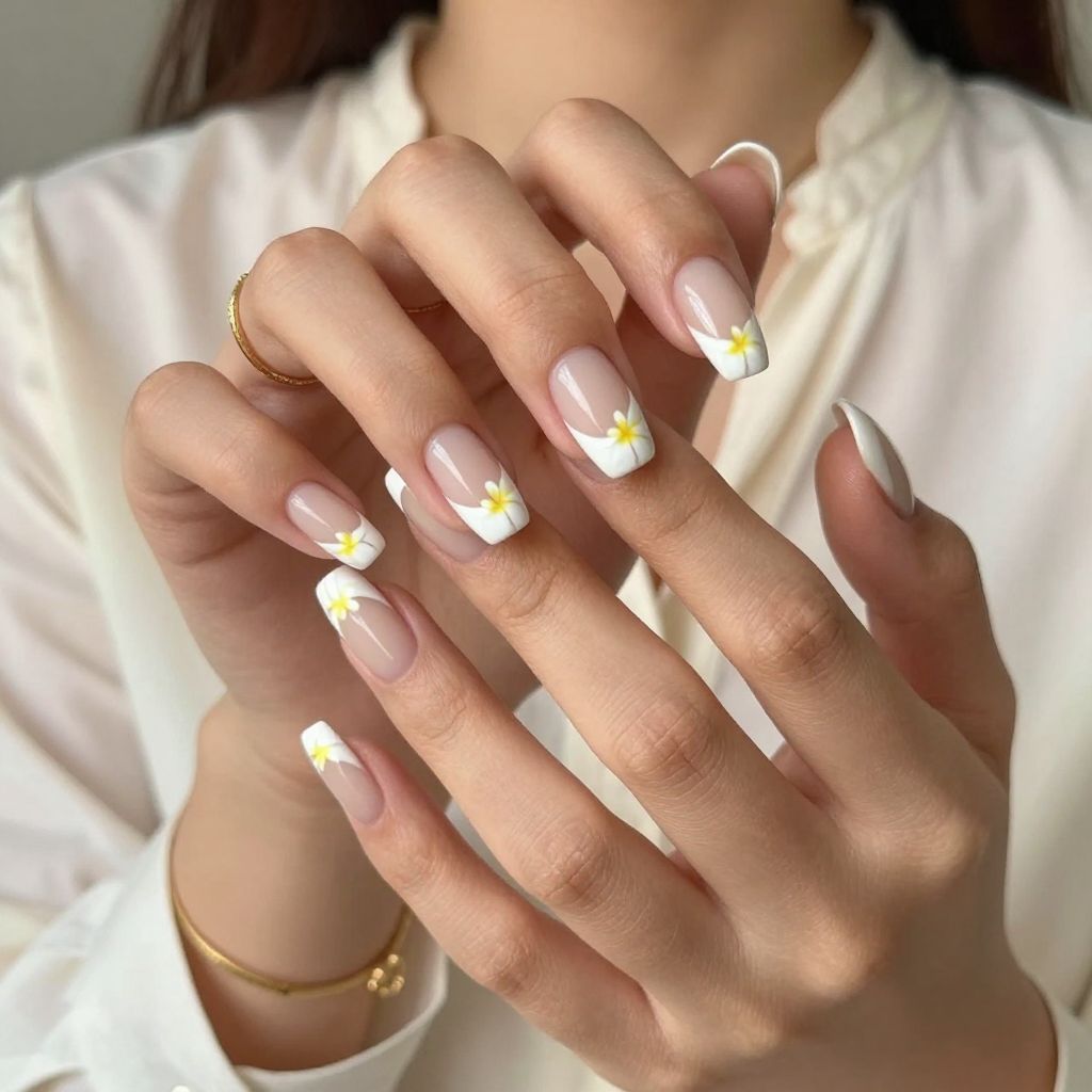 French Tip Plumeria Elegance