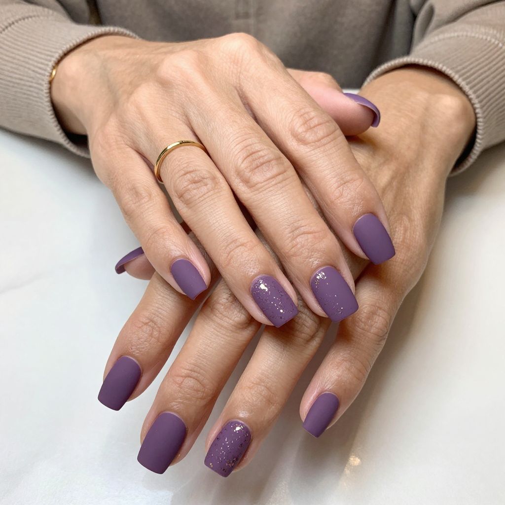 Matte Majesty with Gold Flakes nails