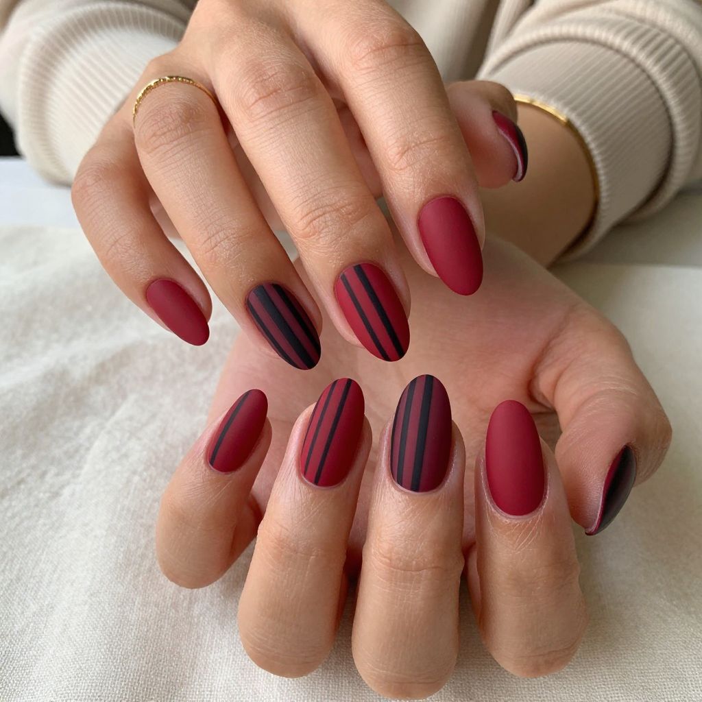 Matte Red with Black Ombre Stripes