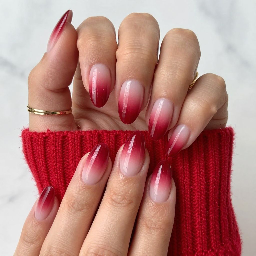 Red Ombre Fade Into Frosty White