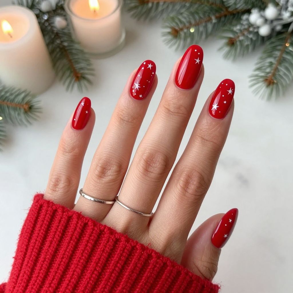 Bold Classic Red With Tiny White Starburst