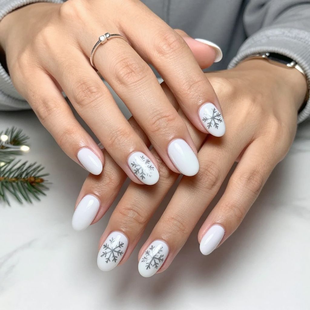 Snowflake Silhouette On White Base