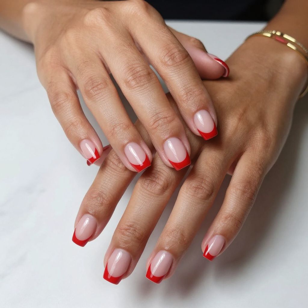 Minimalist Red Tips With White Negative Space