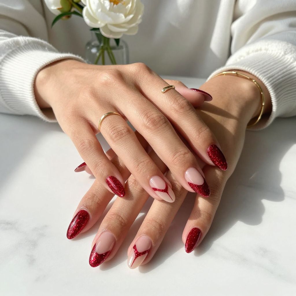 Red Glitter with Negative Space