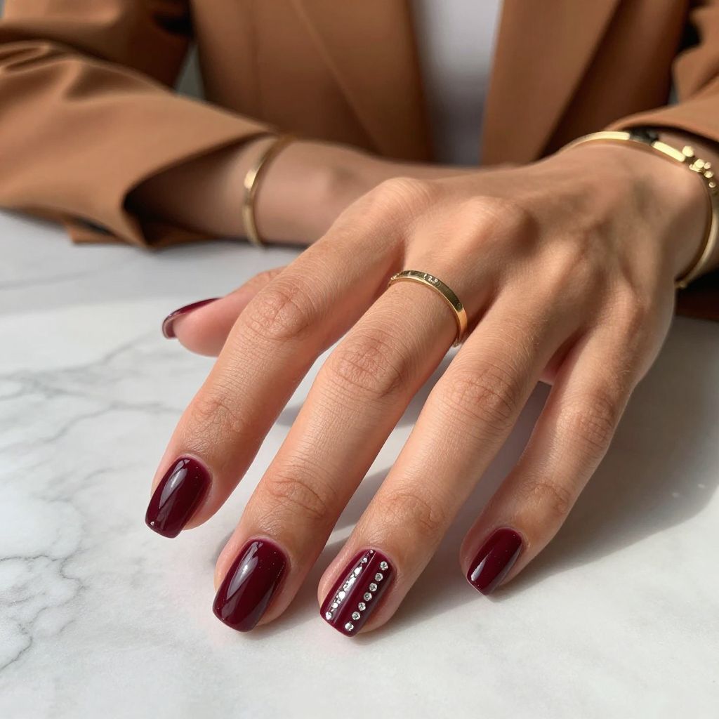 Deep Burgundy with Diamond Stripe Accents