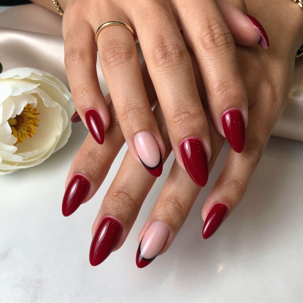 Glossy Ruby with Black French Outline