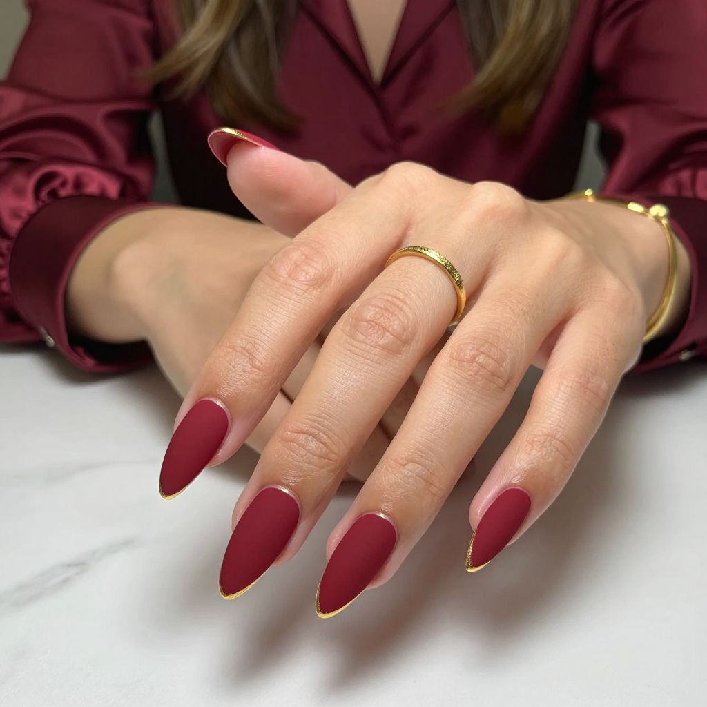 Matte Crimson with Gold Tips
