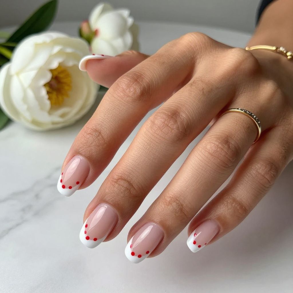 Minimalist Red Dots on White Tips