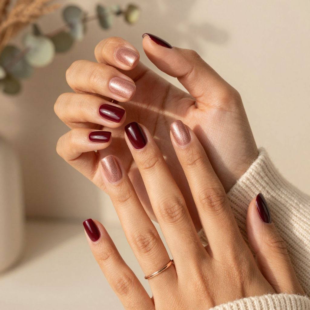 Half Moon Burgundy with Rose Gold Shimmer Cutout