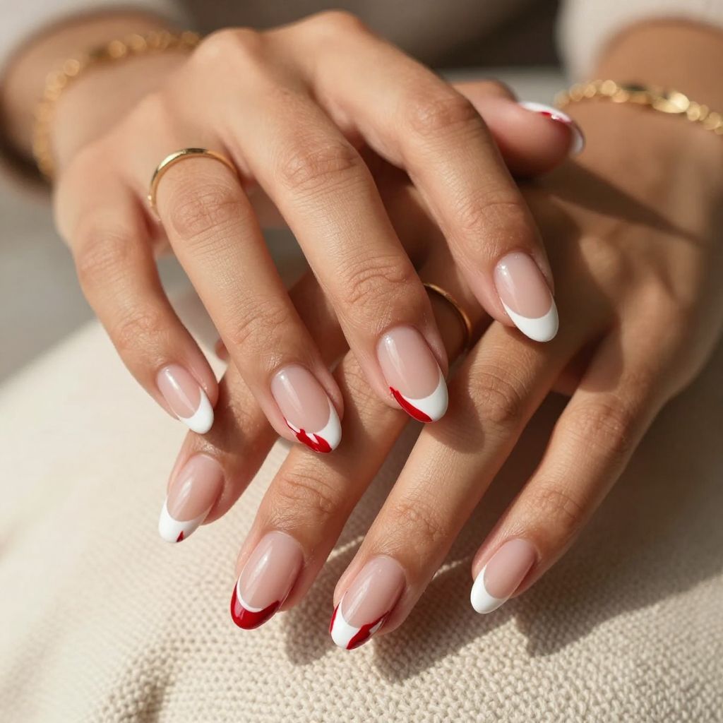 Glazed Blood Drip French Tips