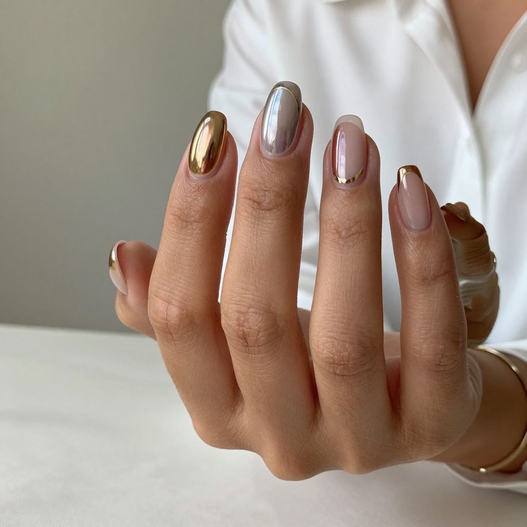 Clear French With Metallic Tips