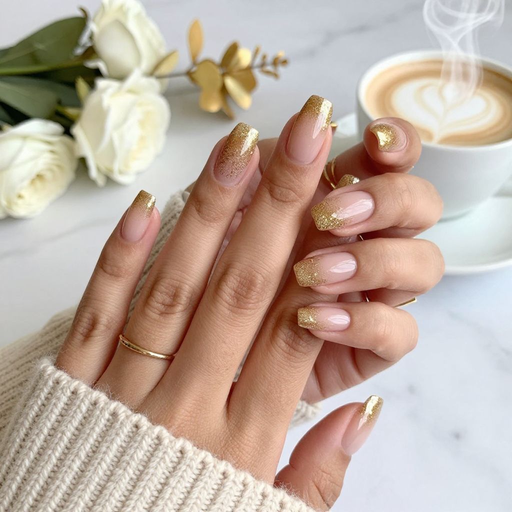 Gold Glitter Gradient Tips