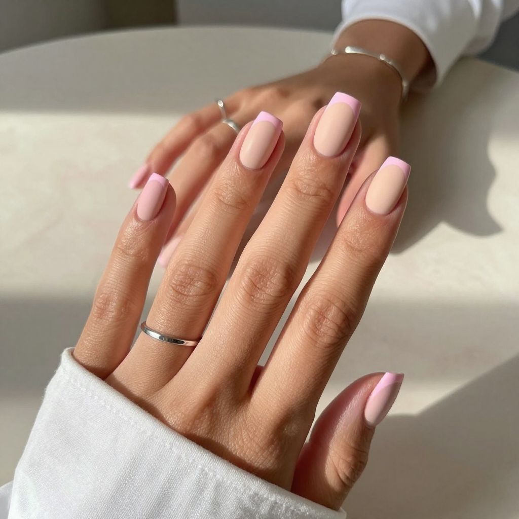 Pastel Pink Tips with Matte Finish