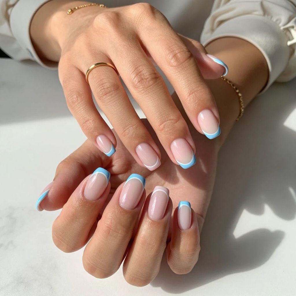 Subtle Baby Blue with White Lines