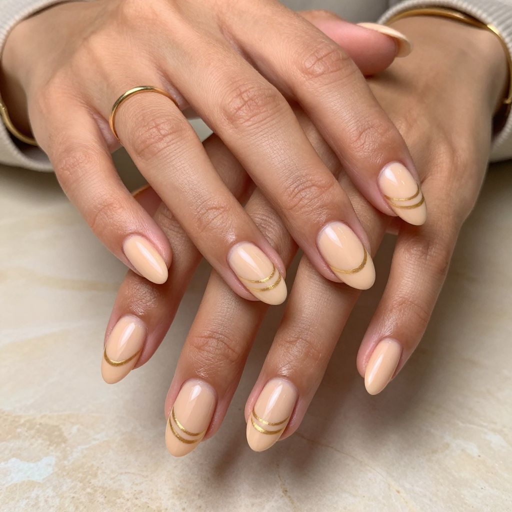 Creamy Peach with Gold Stripes