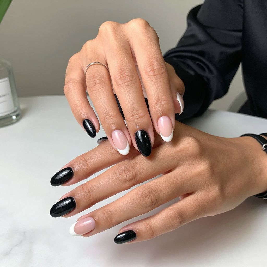 Bold Black with Matte White Tips