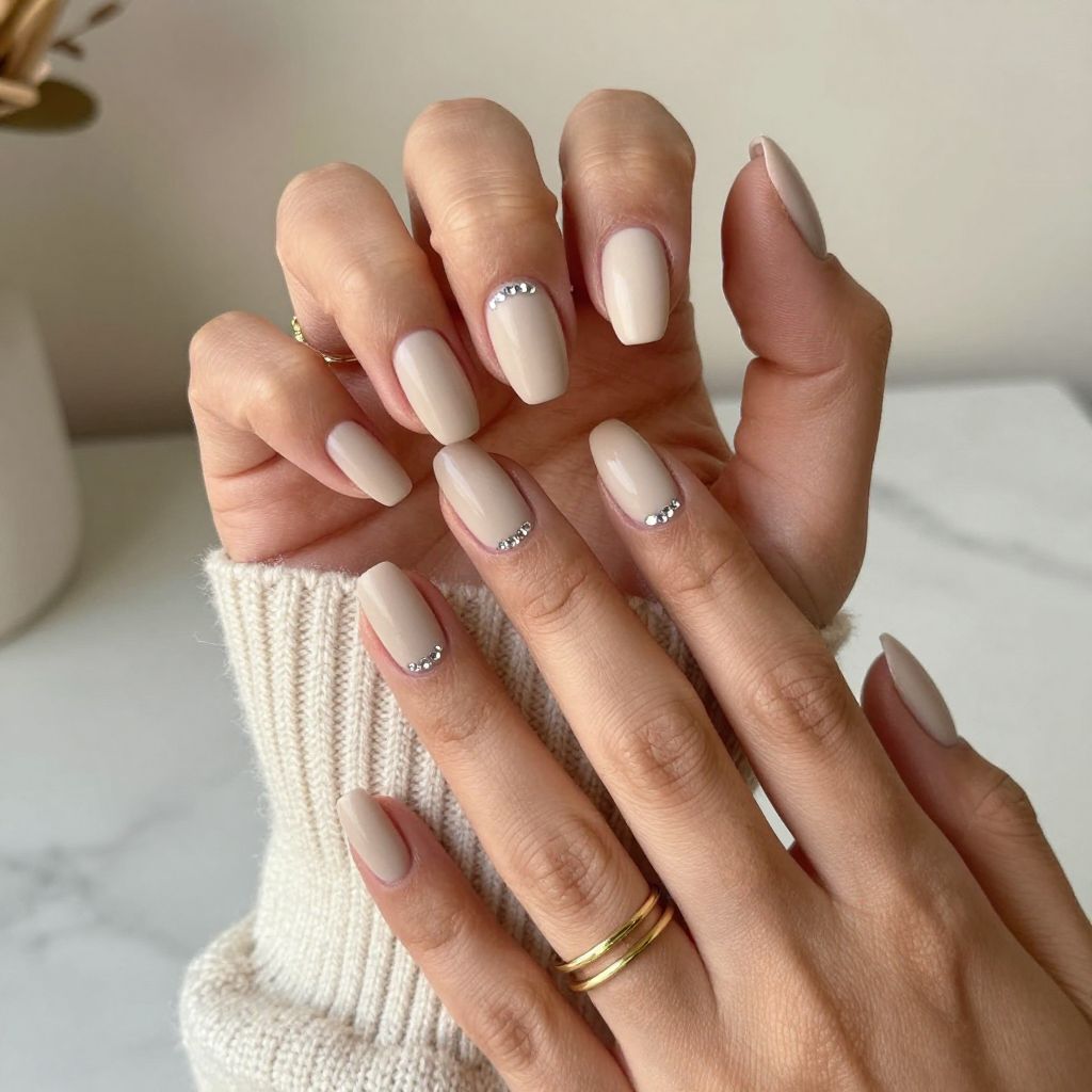 Matte Nude with Tiny Rhinestone Cluster