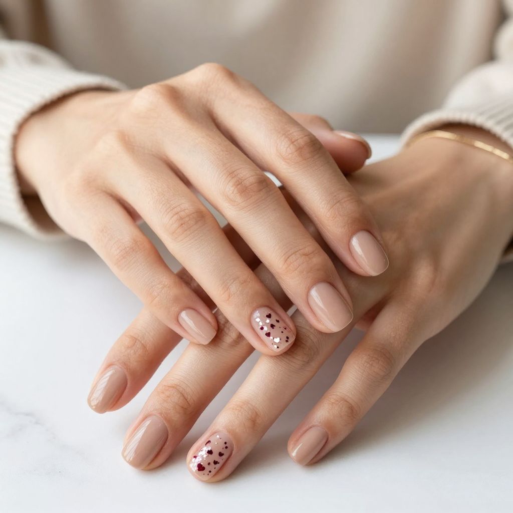 Soft Nude with Heart Confetti