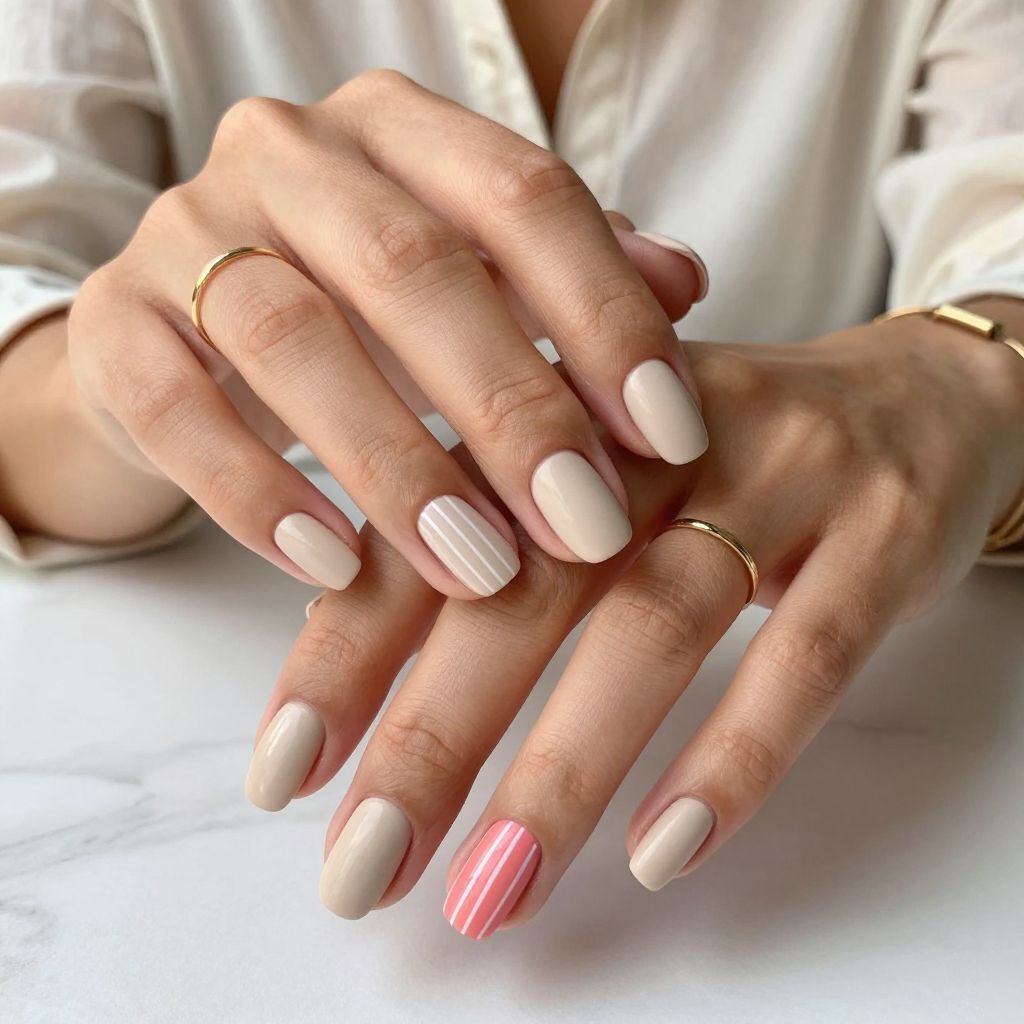Coral Accent with Simple Stripes