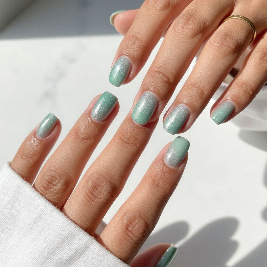 Seafoam Green Glitter Fade
