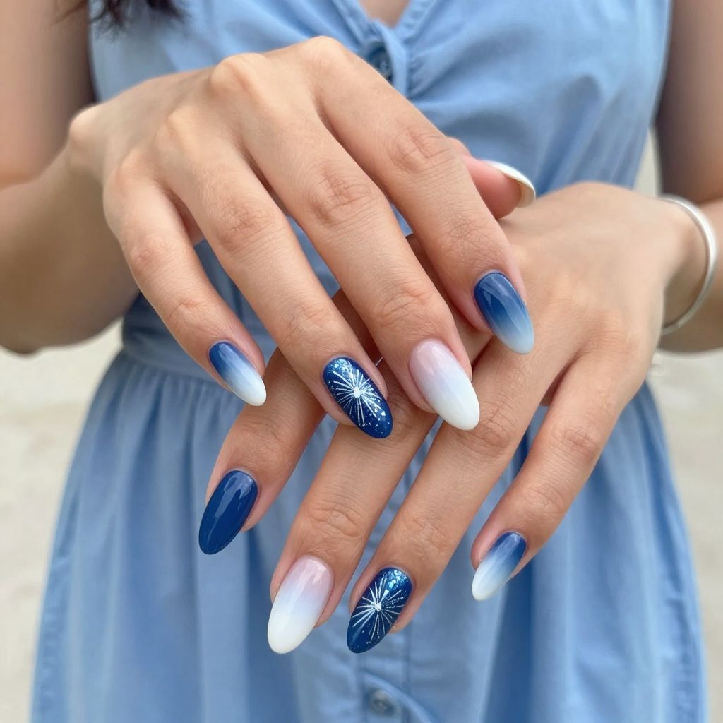 Ombre Blue to White with Sparkle