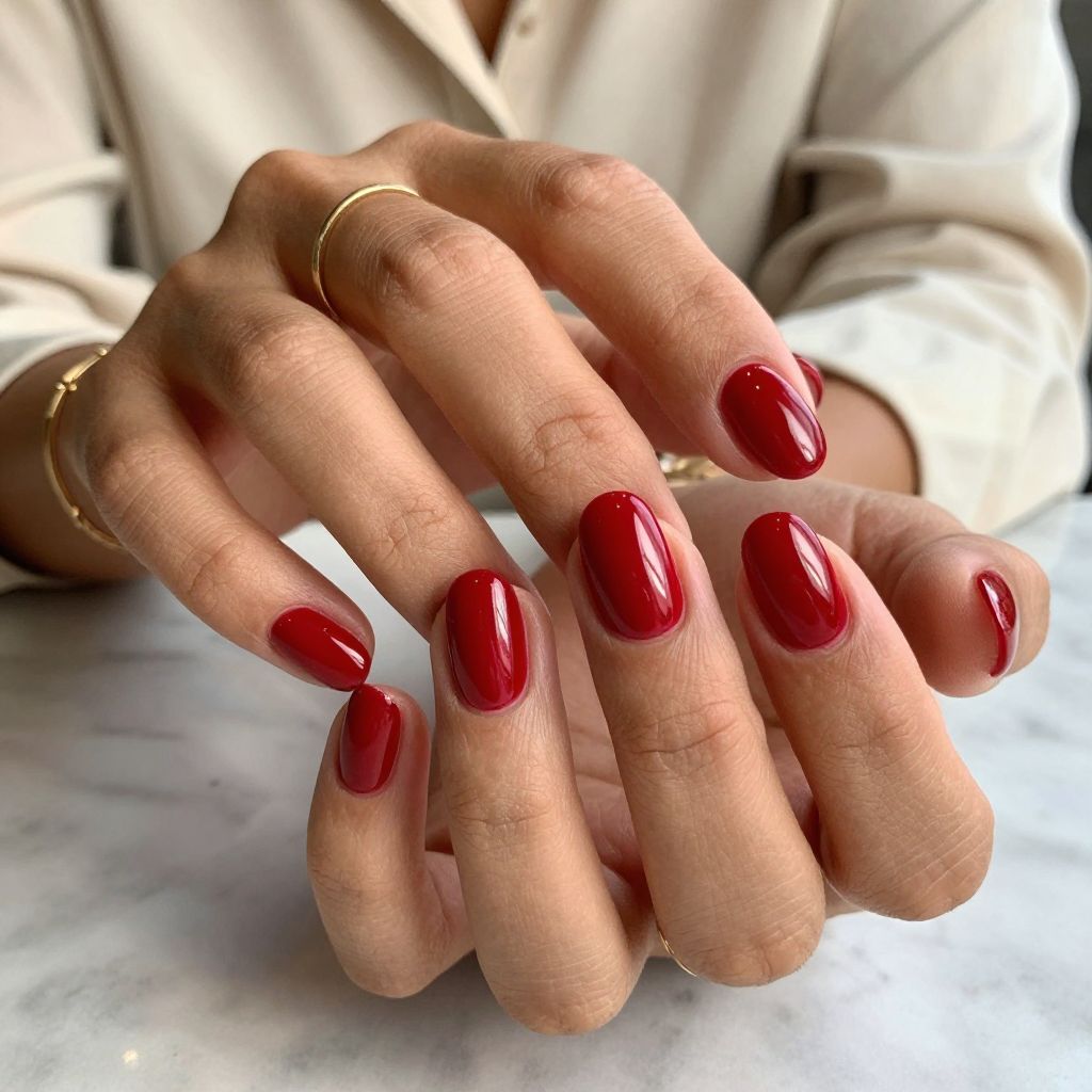 Classic Crimson Charm Nails