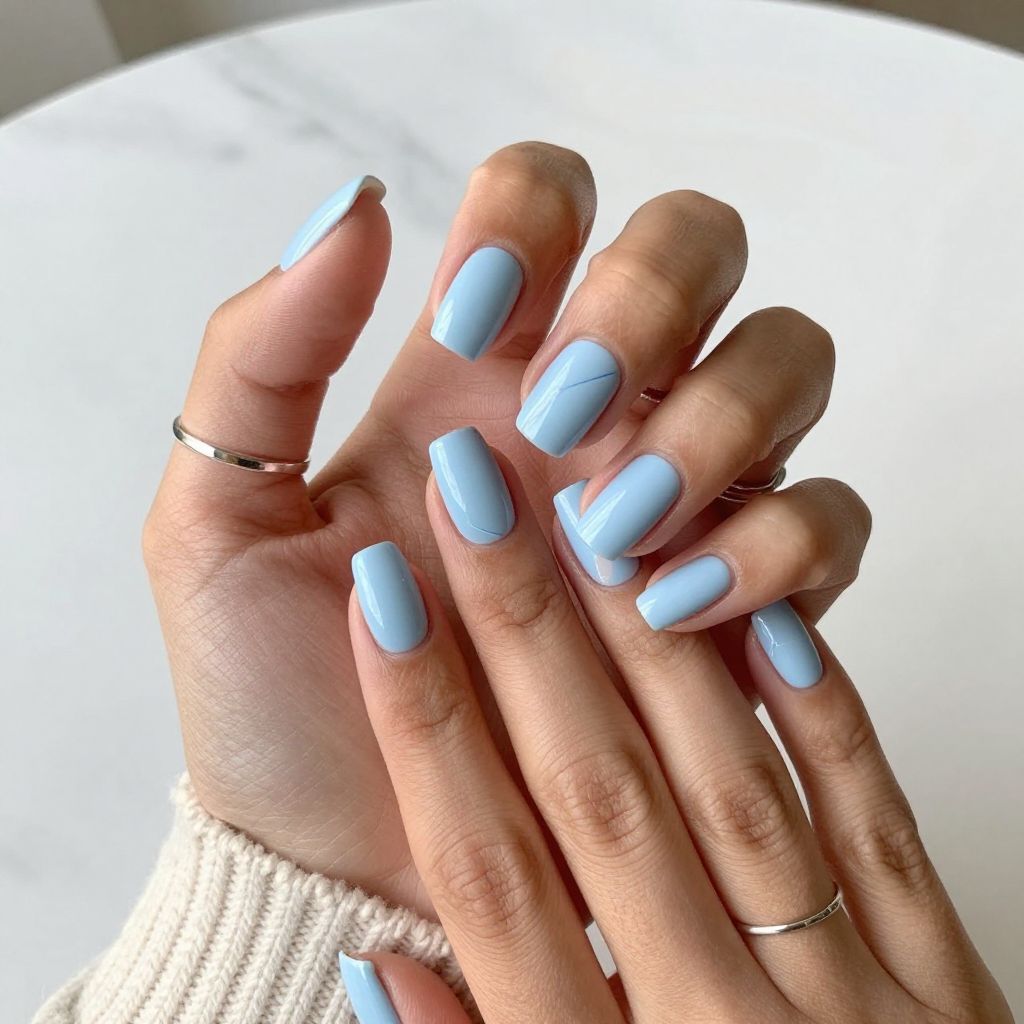 Powder Blue Calm Nails