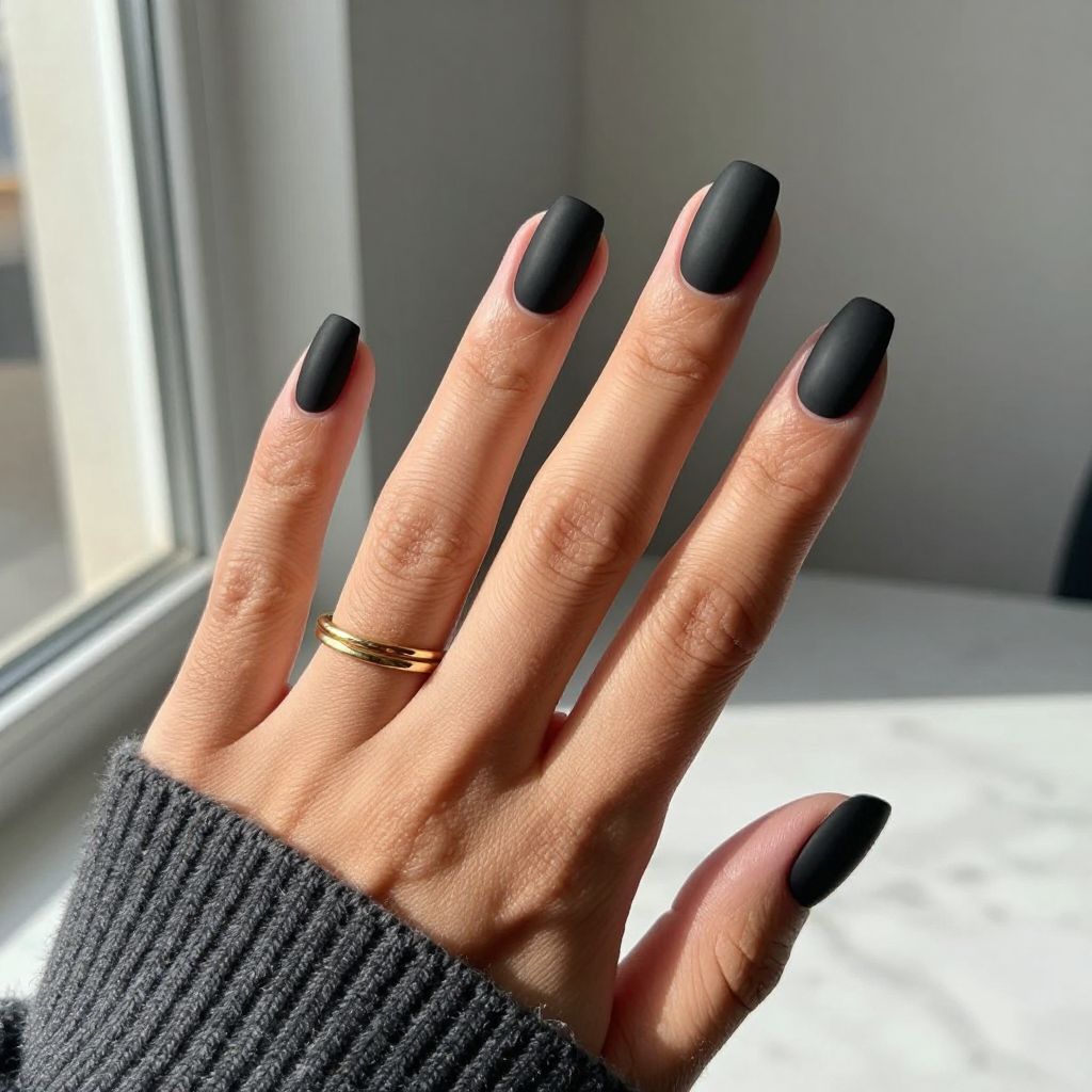 True Black Matte Nails